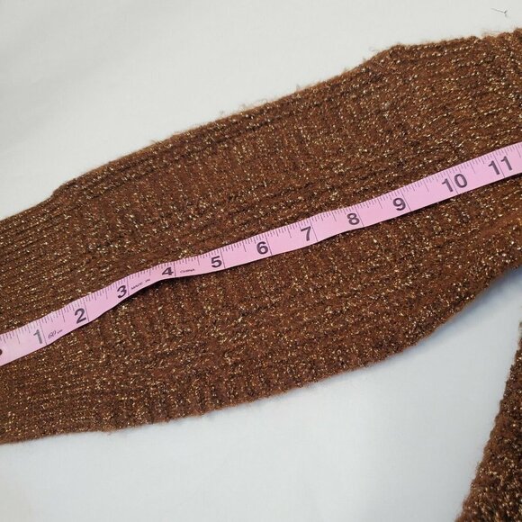 Small Oversized Cardigan Brown Metallic Festive Boho Pockets - Picture 9 of 9